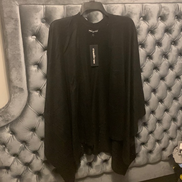 KARLLAGERFELD LADIES SHAWL ONE SIZE BLACK - Picture 1 of 7